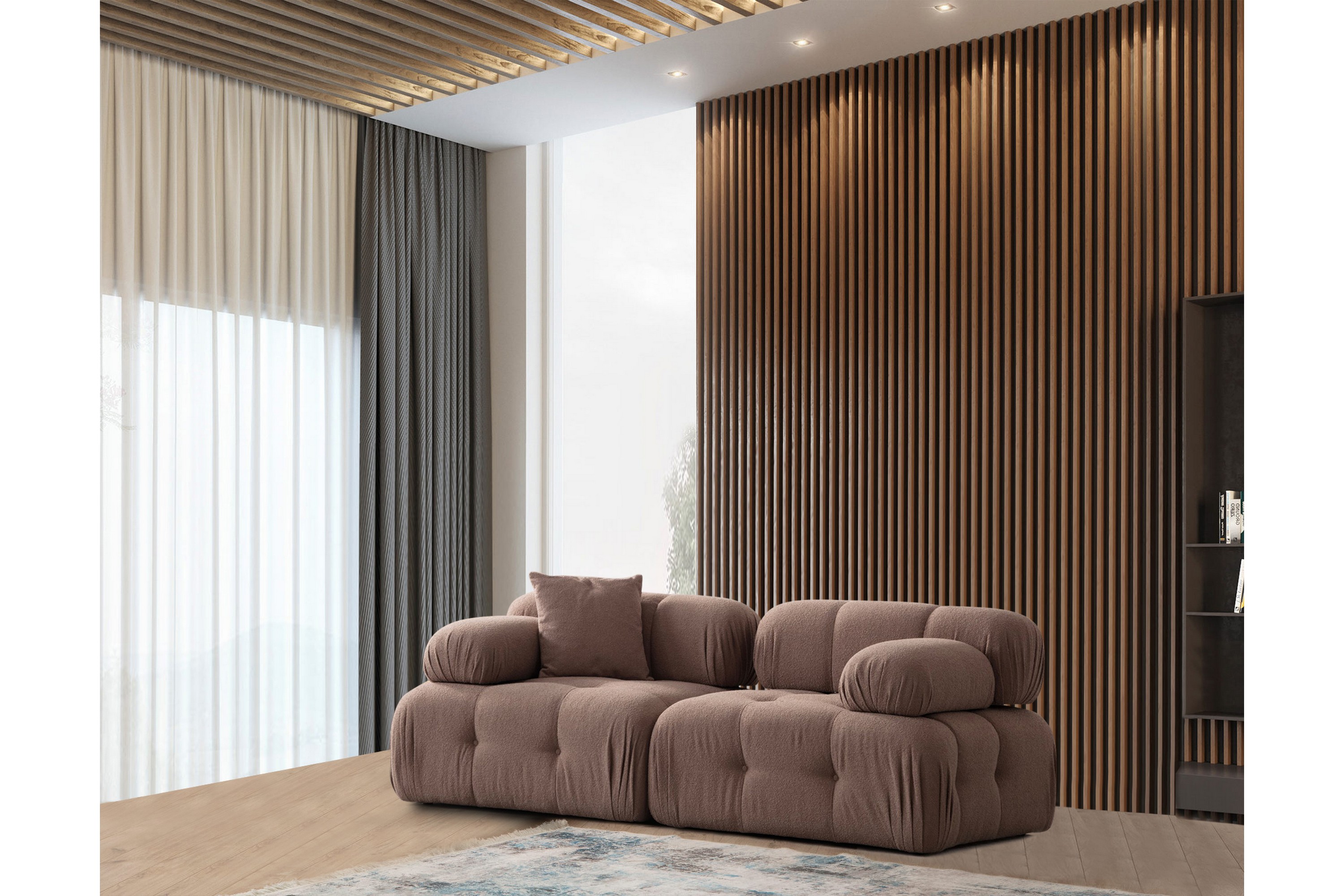 belgin bubblig soffa 2-sits med utfällbara armstöd och ryggstöd -