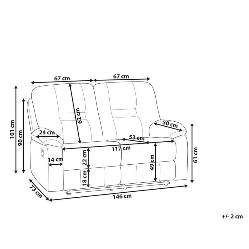 2-sits soffa Bergen - Beige - Möbler - Vardagsrum - Soffor - Reclinersoffor & Biosoffor