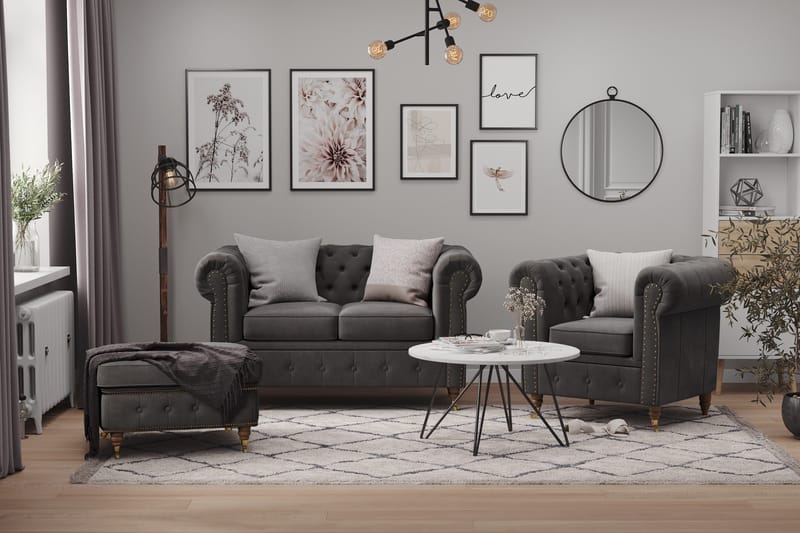 Chesterfield Deluxe 2-sits Soffa - Grå - Möbler - Vardagsrum - Soffor - 2-sits soffor