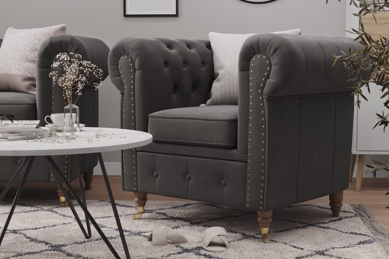 Chesterfield Deluxe 2-sits Soffa - Grå - Möbler - Vardagsrum - Soffor - 2-sits soffor