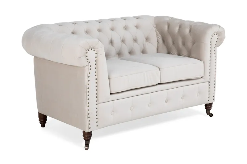 Chesterfield Deluxe Sammetssoffa 2-sits - Beige - Möbler - Vardagsrum - Soffor - 2-sits soffor