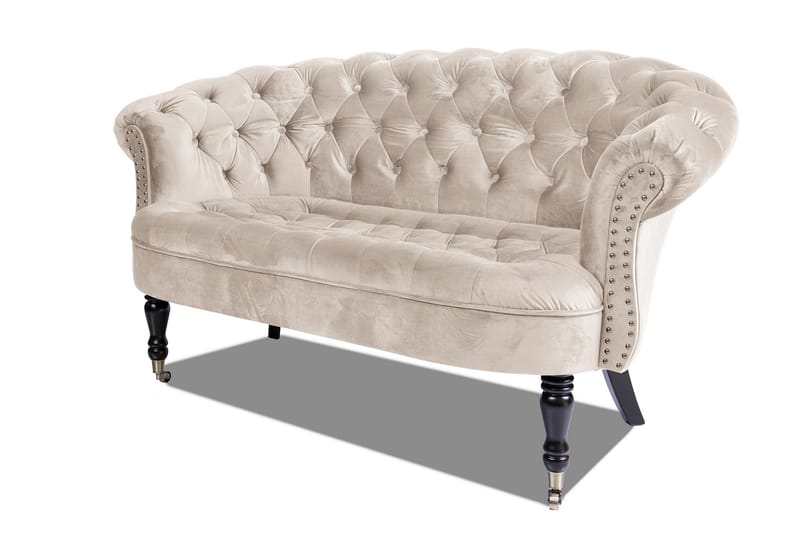 Chesterfield Ludo Soffa 2-sits Beige - 2-sits soffor - Sammetssoffor - chesterfield soffor