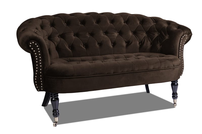 Chesterfield Ludo Soffa 2-sits Brun - 2-sits soffor - Sammetssoffor - chesterfield soffor