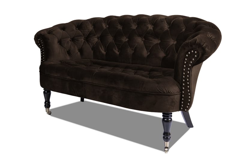 Chesterfield Ludo Soffa 2-sits Brun - 2-sits soffor - Sammetssoffor - chesterfield soffor
