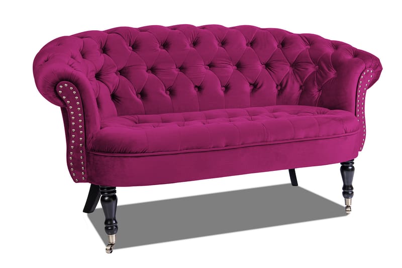 Chesterfield Ludo Soffa 2-sits Cerise - 2-sits soffor - Sammetssoffor - chesterfield soffor