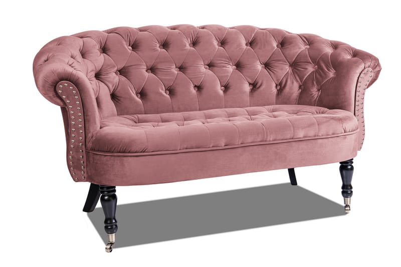 Chesterfield Ludo Soffa 2-sits Rosa - 2-sits soffor - Sammetssoffor - chesterfield soffor