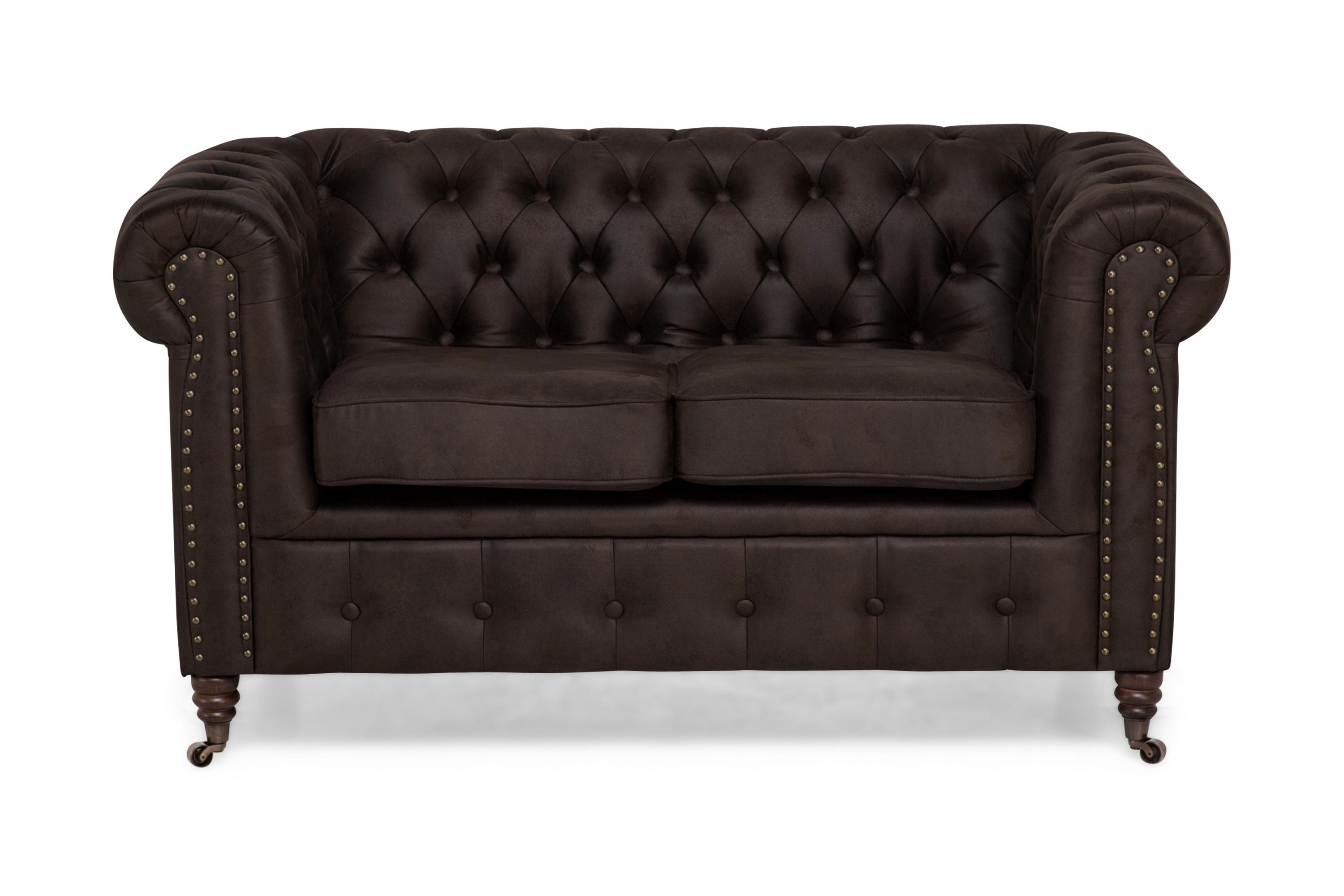 chesterfield lux 2-sits soffa mörkbrun -