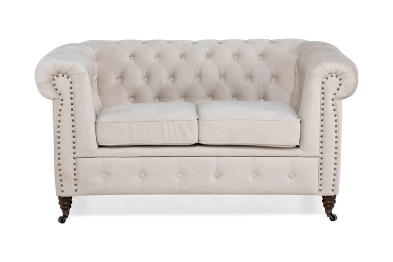 CHESTERFIELD LUX Sammetssoffa 2-sits Beige - 2-sits soffor - Sammetssoffor - chesterfield soffor