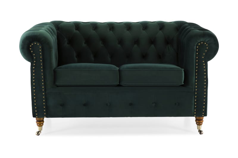 CHESTERFIELD LUX Sammetssoffa 2-sits Mörkgrön - 2-sits soffor - Sammetssoffor - chesterfield soffor