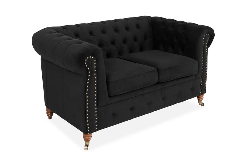 CHESTERFIELD LUX Sammetssoffa 2-sits Svart - 2-sits soffor - Sammetssoffor - chesterfield soffor