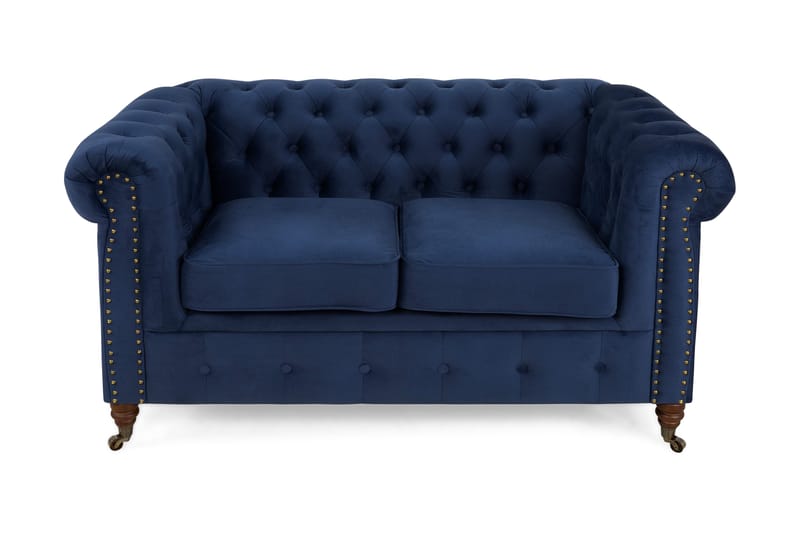 CHESTERFIELD LUX Sammetssoffa 2-sits Petrolblå - 2-sits soffor - Sammetssoffor - chesterfield soffor