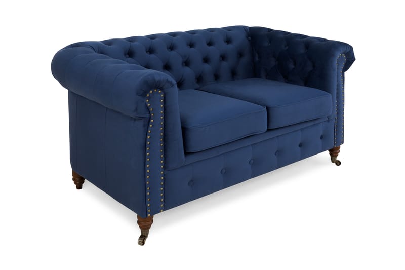 CHESTERFIELD LUX Sammetssoffa 2-sits Petrolblå - 2-sits soffor - Sammetssoffor - chesterfield soffor