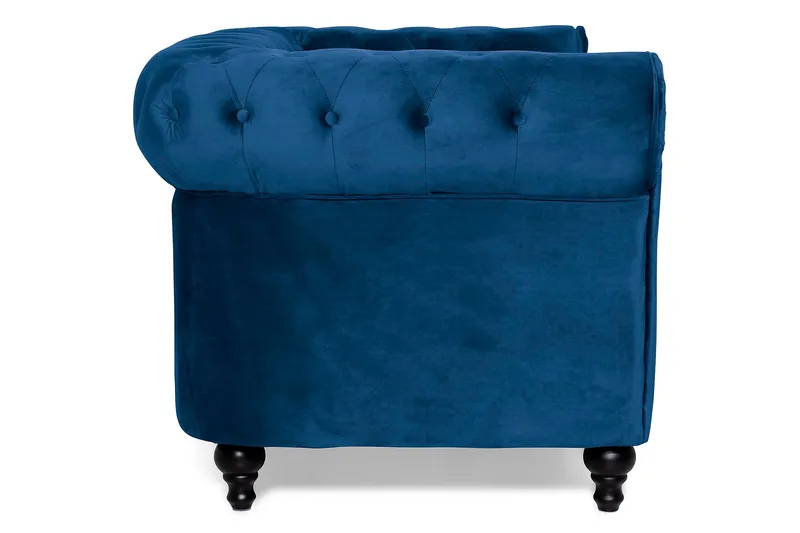 Chesterfield Lyx 2-sits Liten sammetssoffa - Djup soffa 160 cm bred - Blå Sammet - Möbler - Vardagsrum - Soffor - 2-sits soffor