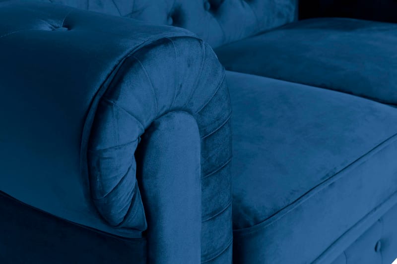 Chesterfield Lyx 2-sits Liten sammetssoffa - Djup soffa 160 cm bred - Blå Sammet - Möbler - Vardagsrum - Soffor - 2-sits soffor