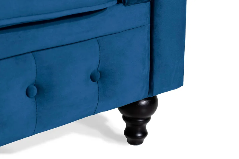 Chesterfield Lyx 2-sits Liten sammetssoffa - Djup soffa 160 cm bred - Blå Sammet - Möbler - Vardagsrum - Soffor - 2-sits soffor
