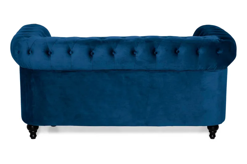 Chesterfield Lyx 2-sits Liten sammetssoffa - Djup soffa 160 cm bred - Blå Sammet - Möbler - Vardagsrum - Soffor - 2-sits soffor