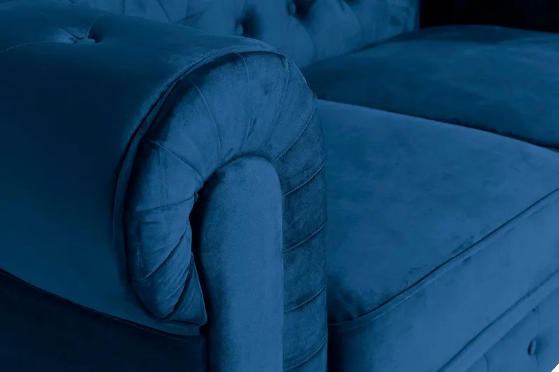 Chesterfield Lyx 2-sits Liten sammetssoffa - Djup soffa 160 cm bred - Blå - Möbler - Vardagsrum - Soffor - 2-sits soffor