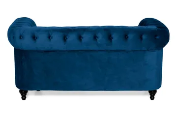 Chesterfield Lyx 2-sits Liten sammetssoffa - Djup soffa 160 cm bred - Blå - Möbler - Vardagsrum - Soffor - 2-sits soffor