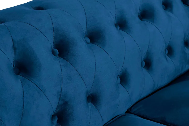 Chesterfield Lyx 2-sits Liten sammetssoffa - Djup soffa 160 cm bred - Blå - Möbler - Vardagsrum - Soffor - 2-sits soffor