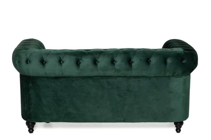 Chesterfield Lyx 2-sits Liten sammetssoffa - Djup soffa 160 cm bred - Grön - Möbler - Vardagsrum - Soffor - 2-sits soffor