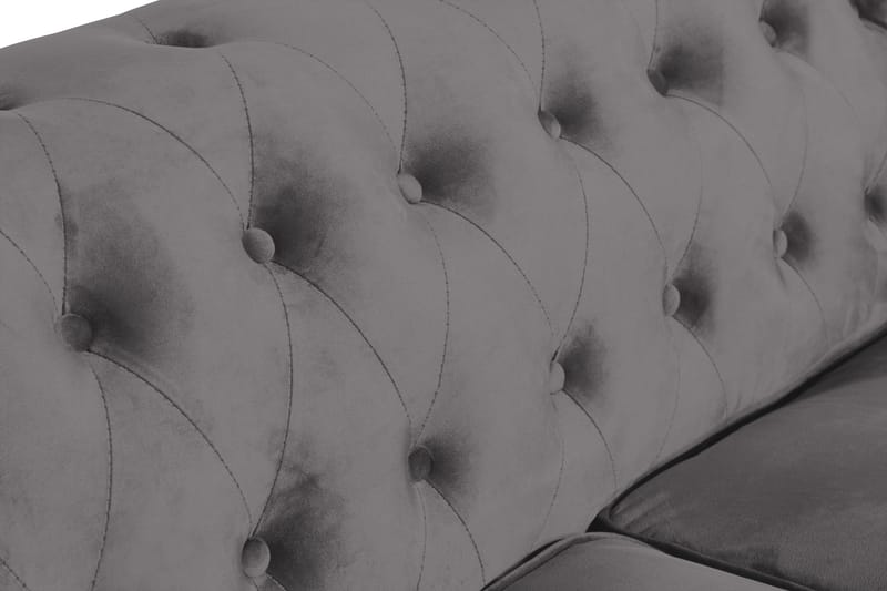 Chesterfield Lyx 2-sits Liten Sammetssoffa - Djup soffa 160 cm bred - Mörkgrå / Grå - Möbler - Vardagsrum - Soffor - 2-sits soffor