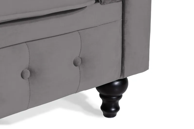 Chesterfield Lyx 2-sits Liten Sammetssoffa - Djup soffa 160 cm bred - Mörkgrå / Grå - Möbler - Vardagsrum - Soffor - 2-sits soffor