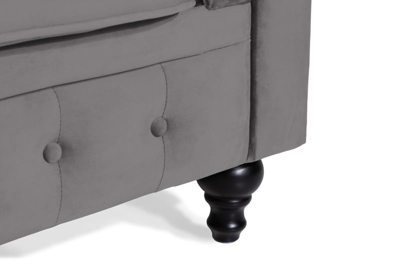 Chesterfield Lyx 2-sits Liten Sammetssoffa - Djup soffa 160 cm bred - Mörkgrå / Grå - Möbler - Vardagsrum - Soffor - 2-sits soffor