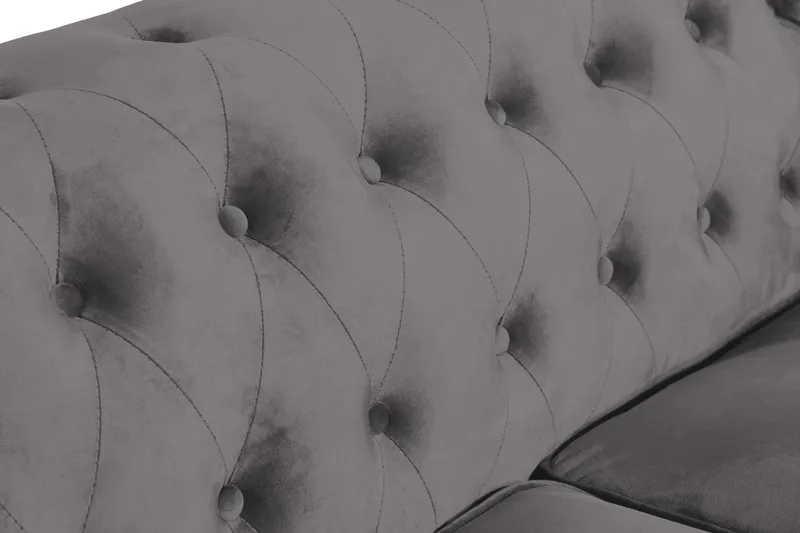 Chesterfield Lyx 2-sits Liten Sammetssoffa - Djup soffa 160 cm bred - Mörkgrå / Grå - Möbler - Vardagsrum - Soffor - 2-sits soffor