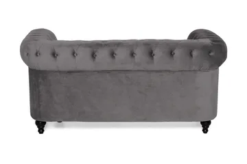 Chesterfield Lyx 2-sits Liten Sammetssoffa - Djup soffa 160 cm bred - Mörkgrå - Möbler - Vardagsrum - Soffor - 2-sits soffor