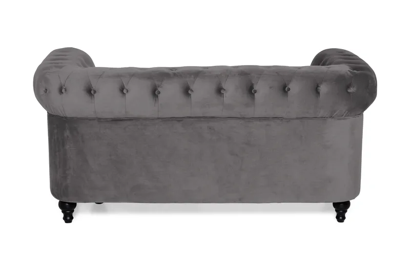 Chesterfield Lyx 2-sits Liten Sammetssoffa - Djup soffa 160 cm bred - Mörkgrå - Möbler - Vardagsrum - Soffor - 2-sits soffor