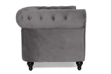 Chesterfield Lyx 2-sits Liten Sammetssoffa - Djup soffa 160 cm bred - Mörkgrå - Möbler - Vardagsrum - Soffor - 2-sits soffor
