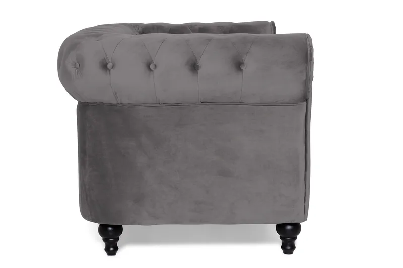 Chesterfield Lyx 2-sits Liten Sammetssoffa - Djup soffa 160 cm bred - Mörkgrå - Möbler - Vardagsrum - Soffor - 2-sits soffor