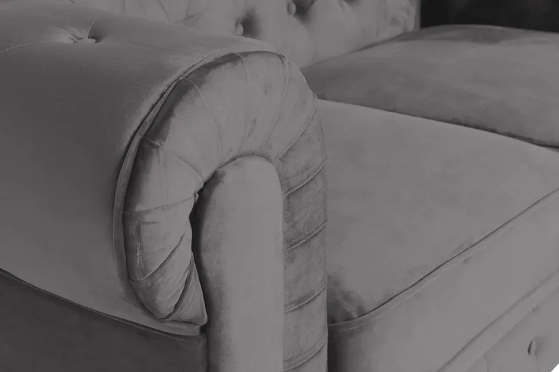 Chesterfield Lyx 2-sits Liten Sammetssoffa - Djup soffa 160 cm bred - Mörkgrå - Möbler - Vardagsrum - Soffor - 2-sits soffor