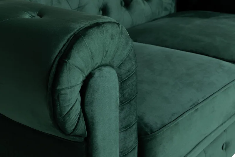 Chesterfield Lyx 2-sits Liten sammetssoffa - Djup soffa 160 cm bred - Mörkgrön - Möbler - Vardagsrum - Soffor - 2-sits soffor
