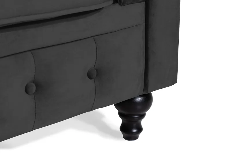Chesterfield Lyx 2-sits Liten sammetssoffa - Djup soffa 160 cm bred - Svart - Möbler - Vardagsrum - Soffor - 2-sits soffor