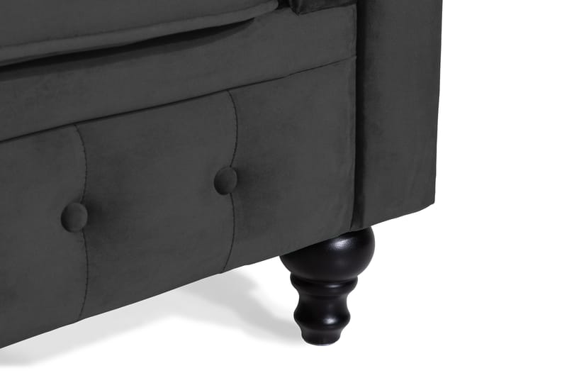 Chesterfield Lyx 2-sits Liten sammetssoffa - Djup soffa 160 cm bred - Svart - Möbler - Vardagsrum - Soffor - 2-sits soffor