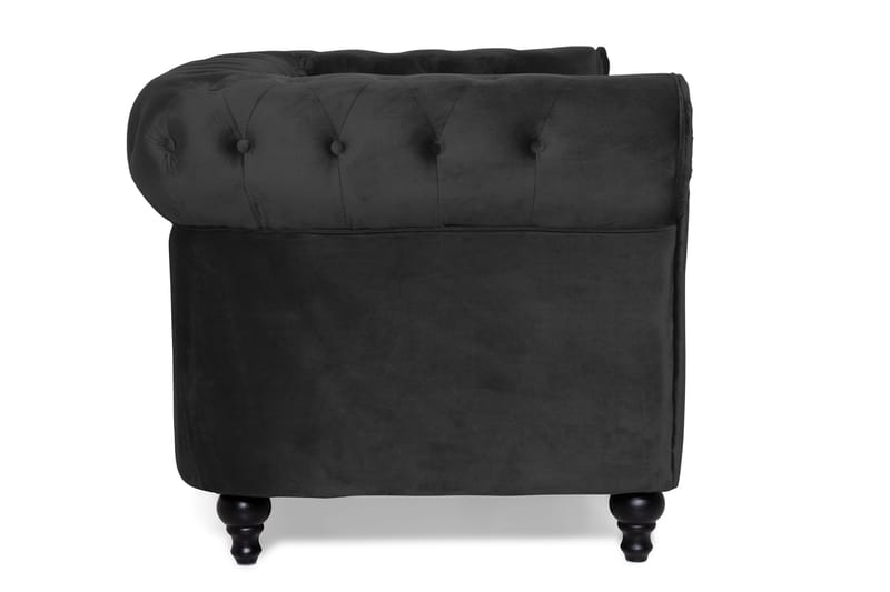 Chesterfield Lyx 2-sits Liten sammetssoffa - Djup soffa 160 cm bred - Svart - Möbler - Vardagsrum - Soffor - 2-sits soffor