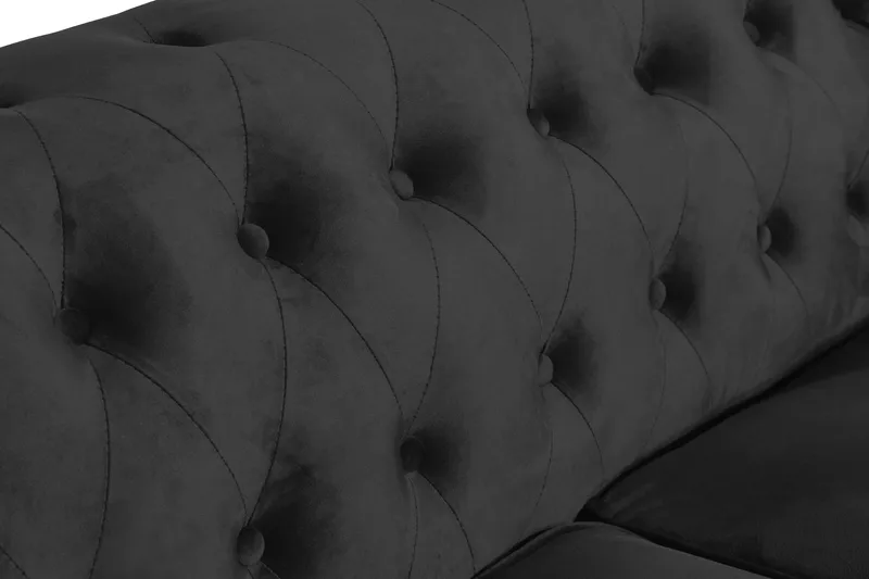 Chesterfield Lyx 2-sits Liten sammetssoffa - Djup soffa 160 cm bred - Svart - Möbler - Vardagsrum - Soffor - 2-sits soffor
