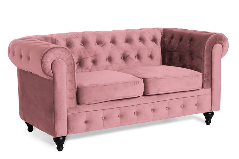 Chesterfield Lyx Sammetssoffa 2-sits - Rostrosa - Möbler - Vardagsrum - Soffor - 2-sits soffor
