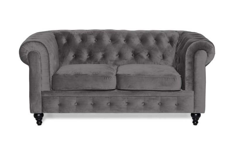 CHESTERFIELD Sammetssoffa 2-sits Mörkgrå - 2-sits soffor - Sammetssoffor - chesterfield soffor