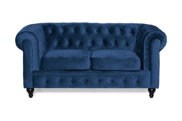 CHESTERFIELD Soffa 2-sits Blå Sammet