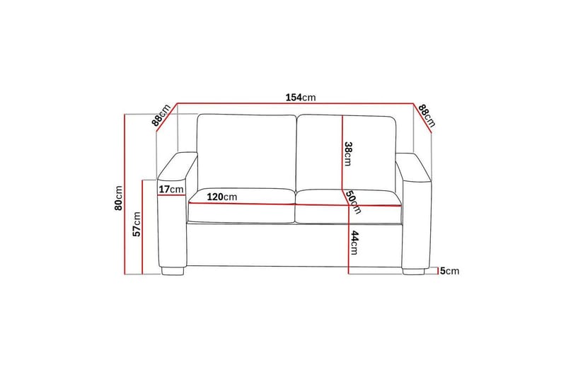 Crazy 2-sits Soffa i Konstläder - Svart - Möbler - Vardagsrum - Soffor - 2-sits soffor