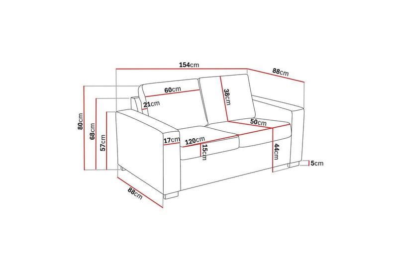 Crazy 2-sits Soffa i Konstläder - Svart - Möbler - Vardagsrum - Soffor - 2-sits soffor
