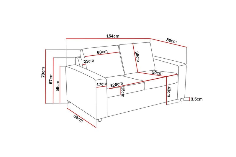 Crazy 2-sits Tygsoffa - Antracit - Möbler - Vardagsrum - Soffor - 2-sits soffor