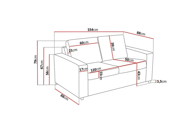 Crazy 2-sits Tygsoffa - Antracit - Möbler - Vardagsrum - Soffor - 2-sits soffor