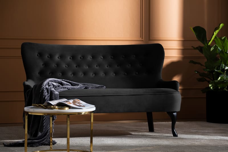 DANA Soffa Sammet Svart - Möbler - Vardagsrum - Soffor - 2-sits soffor