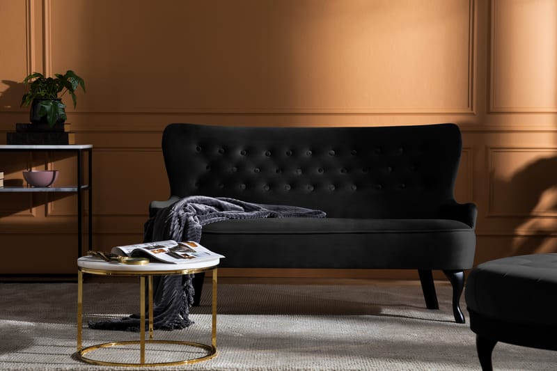 DANA Soffa Sammet Svart - Möbler - Vardagsrum - Soffor - 2-sits soffor
