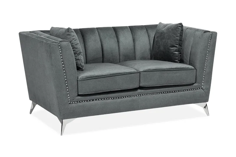 Gaula 2-sits Sammetssoffa 160 cm, Grå