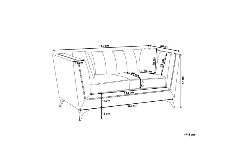 Gaula 2-sits Sammetssoffa 160 cm - Grå - Möbler - Vardagsrum - Soffor - 2-sits soffor
