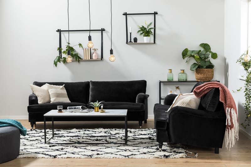 HOWARD 2-sits Sammetssoffa Svängd Svart - Möbler - Vardagsrum - Soffor - 2-sits soffor